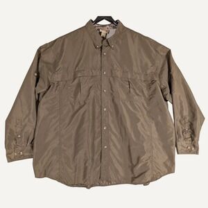GameGuard Original Men's 5XL Long Sleeve Button Down Fishing Shirt Brown Vented